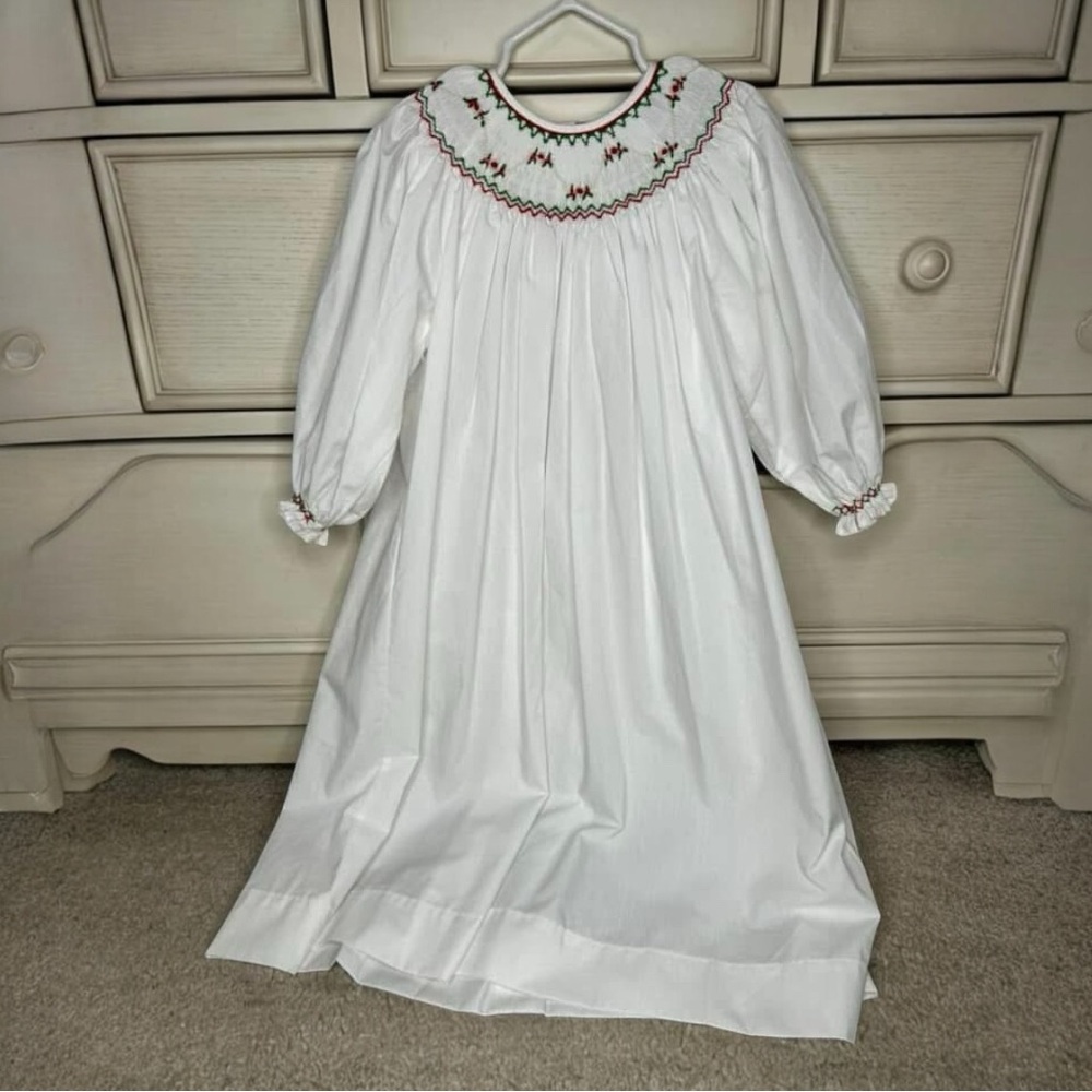 remember nguyen Smocked Christmas dress